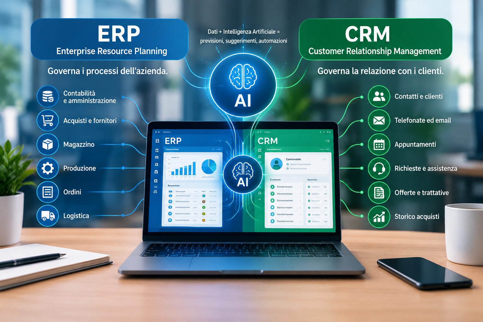 ERP e CRM, i software aziendali rivoluzionati dall’Intelligenza Artificiale